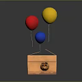 Open Cardboard Box With Red Yellow Blue Balloons And Smiley Face Design