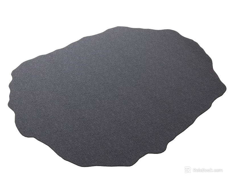 Black Shaped Rug With Irregular Edge For Modern Home Interior Decor 3d model 