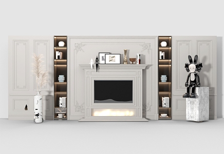 Jianou fireplace wall cabinet background wall 3d model