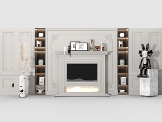 Jianou fireplace wall cabinet background wall 3d model