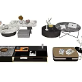 Modern Coffee Tables With Marble Top Different Shapes And Storage Design 3d model