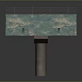 Concrete Bridge Structure With Road Surface Yellow Line Railings Mossy Texture And Piers