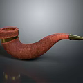 Handcrafted Red Tobacco Pipe With Gold Accents And Metal Mouthpiece