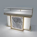 Elegant Jewelry Store Display Cabinet With Gold Frame Transparent Glass And Marble Panel