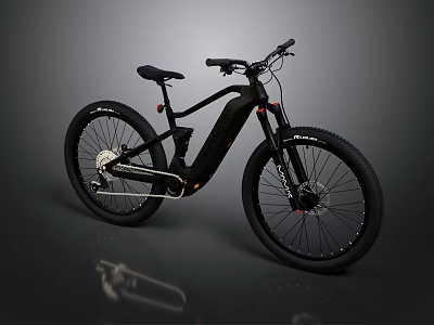 Black Electric Mountain Bike Modern Design With Durable Frame And Off Road Tires 3d model