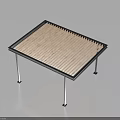 Sleek Modern Landscape Pavilion With Metal Frame And Wooden Slatted Roof