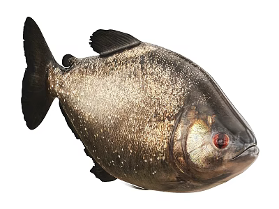 Silver Aquatic Animal Fish Featuring Black Spots Red Eyes Rounded Body and Fins 3d model