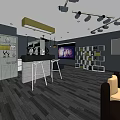 Modern Shop Front Desk Interior With White Counter Green Plants And Hanging Pendant Light