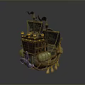 Detailed Decorative Pirate Ship Model With Sails Lanterns And Wooden Accents