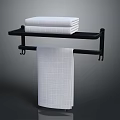 Modern Bathroom Black Towel Rack With Folded And Hanging White Towels