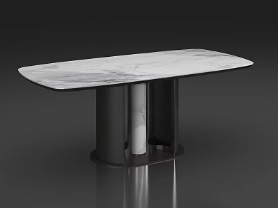 Modern Dining Table With Sleek Marble Top And Sturdy Black Metal Base Design 3d model