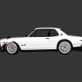 White Classic Sports Car With Black Rear Spoiler And Alloy Wheels Design