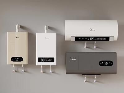 Midea Wall Mounted Water Heaters With Digital Display And Various Colors 3d model