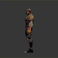Sci Fi Warrior Character Design With Black Red Gold Armor And Glowing Elements