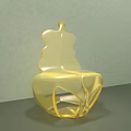 Golden Unique Single Chair With Shiny Surface And Light Gray Wall Dark Gray Floor