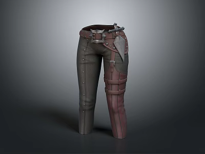 Game Movie Character Tactical Pants Design With Leather Belt Sheath Buttons And Brown Accents 3d model