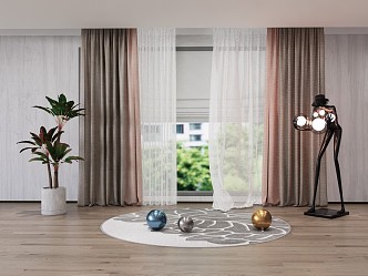 Modern Curtain Fabric Curtain 3d model