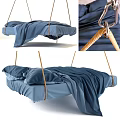 Modern Hammock With Cozy Blue Sheets Pillows And Natural Hanging Ropes Design