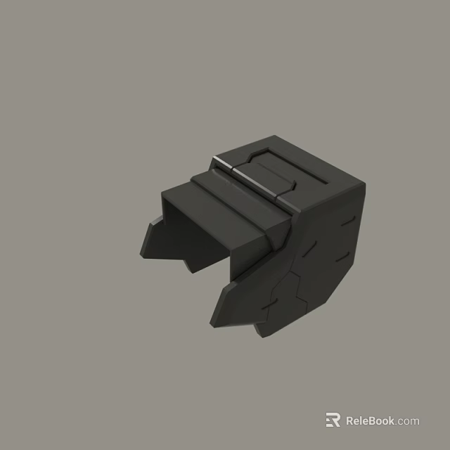 Black Mechanical Part 3D Model With Structural Design And Connector Slots 3d model 