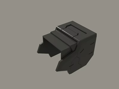 Black Mechanical Part 3D Model With Structural Design And Connector Slots 3d model