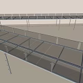 Modern Linear Structure With Glass Panels And Metal Frame Support Design 3d model