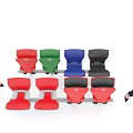 Colorful Public Chairs With Metal Frame And Multiple Colored Seats In Public Space