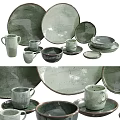 Rustic Ceramic Dinnerware Set With Plates Bowls Cups And Various Sizes 3d model