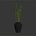 Elegant Green Twisted Bamboo Stems in Dark Ceramic Vase for Home Decor
