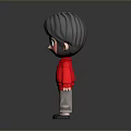 Cartoon Child With Gray Hair Red Sweater And Gray Pants