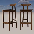 Modern Wooden Bar Stools With Brown Seat And Stylish Backrest Design