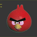 Red Angry Bird With Round Shape Angry Expression Black Eyebrows White Eyes And Yellow Beak 3d model