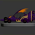 Sleek Sci Fi Vehicle Model In Purple And Orange With Metallic Circular Base