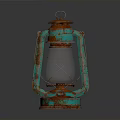 Rusted Turquoise Vintage Lantern With Classic Design And Metal Frame
