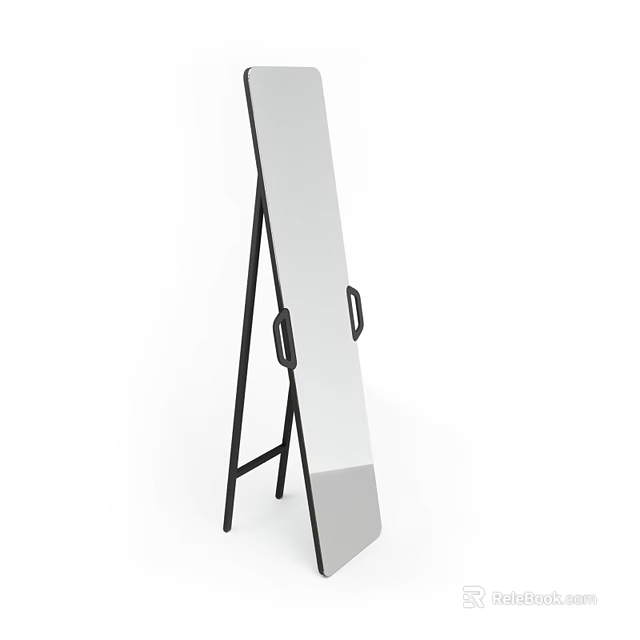 Full Length Standing Mirror With Black Metal Frame And Minimalist Design 3d model 