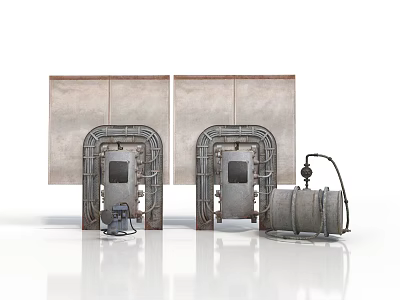 Rough style industrial control board control panel metal shell industrial equipment wire pipe connector valve equipment machinery industry 3d model