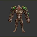Muscular Stone Creature With Green Glowing Crystals On Shoulders And Arms