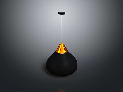 Modern Lighting Combination With Black Pendant Light And Orange Interior Shade 3d model