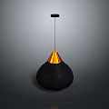 Modern Lighting Combination With Black Pendant Light And Orange Interior Shade