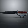 Tactical Combat Knife with Serrated Sharp Blade Red Wrapped Handle and Spikes at Handle End