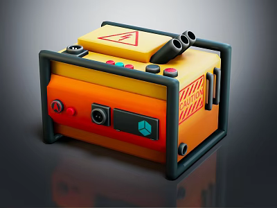 Industrial Safety Equipment With Yellow Orange Color Warning Sign Control Buttons And Display Screen 3d model