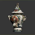 Colorful Ceramic Jar With Bird Shaped Lid And Floral Patterns For Home Decor