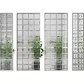 Modern Glass Partition Designs With Various Grid Patterns And Green Plants 3d model