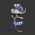 Decorative Hat Shaped Ornament With Purple Blue Crown And Flower Decorations