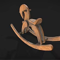 Vintage Wooden Rocking Horse With Classic Design And Natural Wood Structure