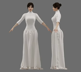 long dress woman 3d model