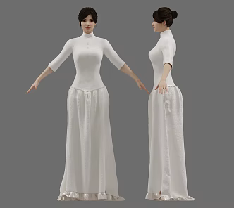 long dress woman 3d model