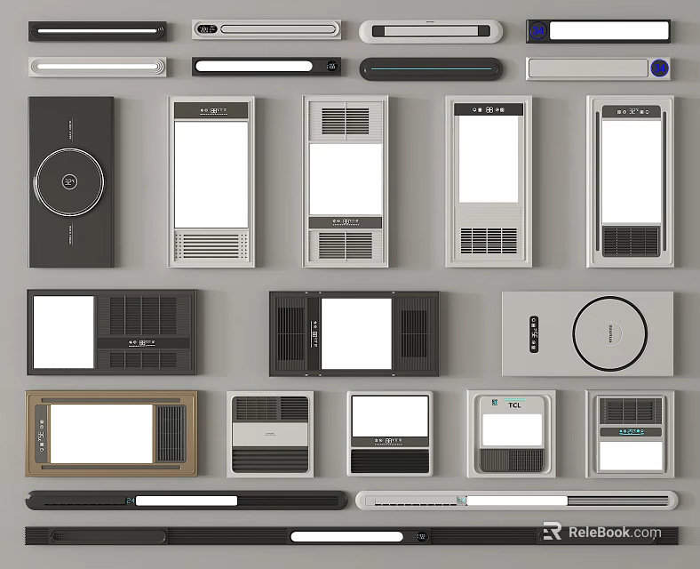 Modern Bathroom Accessories with Various Design Panels and Control Units for Bathroom Use 3d model