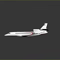 Modern White Airliner With Red Stripe Black Tail And Passenger Windows