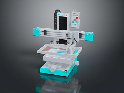 Computer Controlled CNC Milling Machine With Blue Design Precision Worktable And Control Panel With Screen 3d model