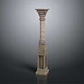Classical Stone Column With Intricate Carvings And Decorative Base For Architectural Use 3d model